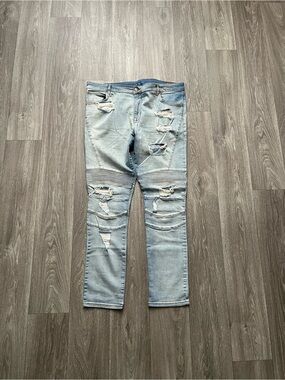 ASOS Biker Jeans Distressed Ripped Denim 40x31.5 Slim Fit